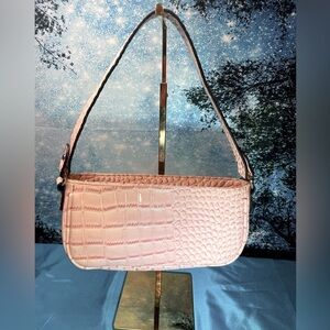 Crocodile Faux Leather Pink Shoulder Bag Clean Like New